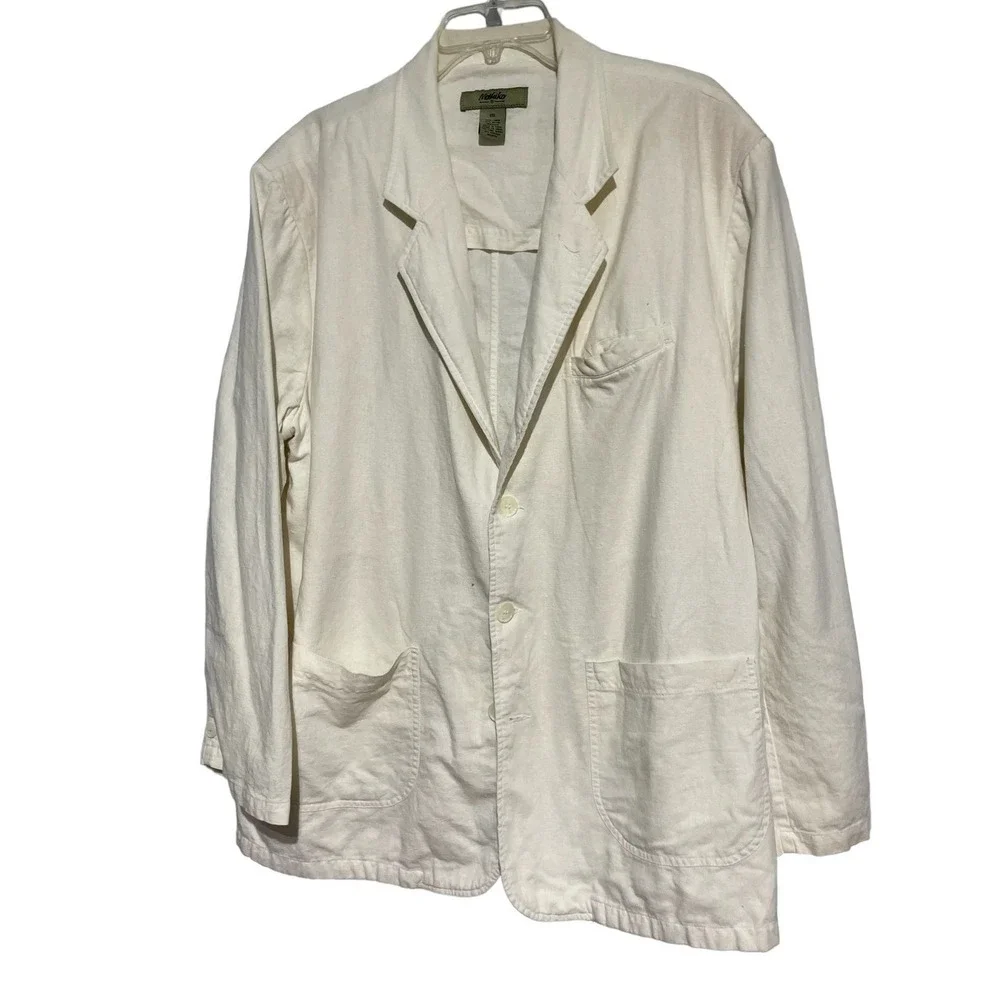 Mohiko Mens XXL Cream Linen Rayon Blend 3-Button Casual Blazer Jacket Off White‎